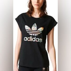 Adidas Black Tee with Colorful Logo size small